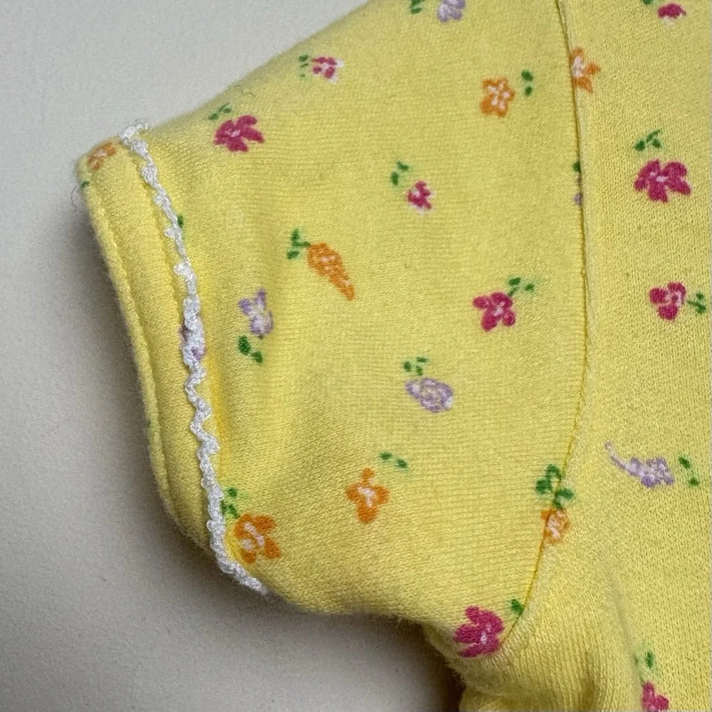 Vintage Y2K Old Navy Short Sleeve Yellow Floral Summer Spring Sun Dress 3-6 M